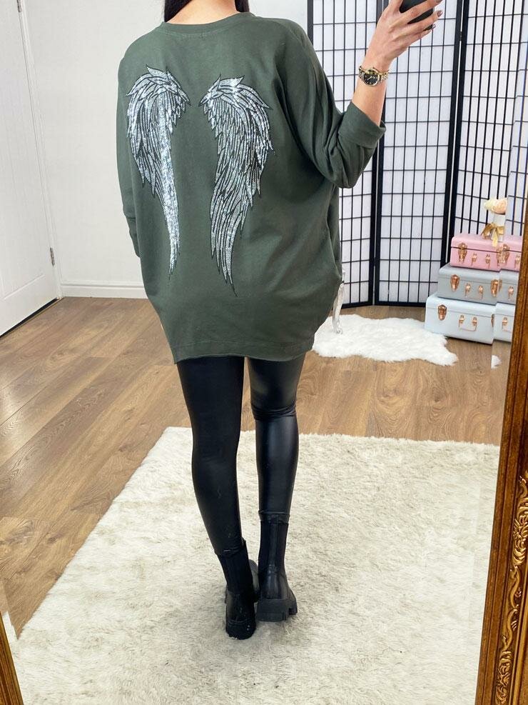 Beryl Oversized Studded Angel Wing Back Sweatshirt