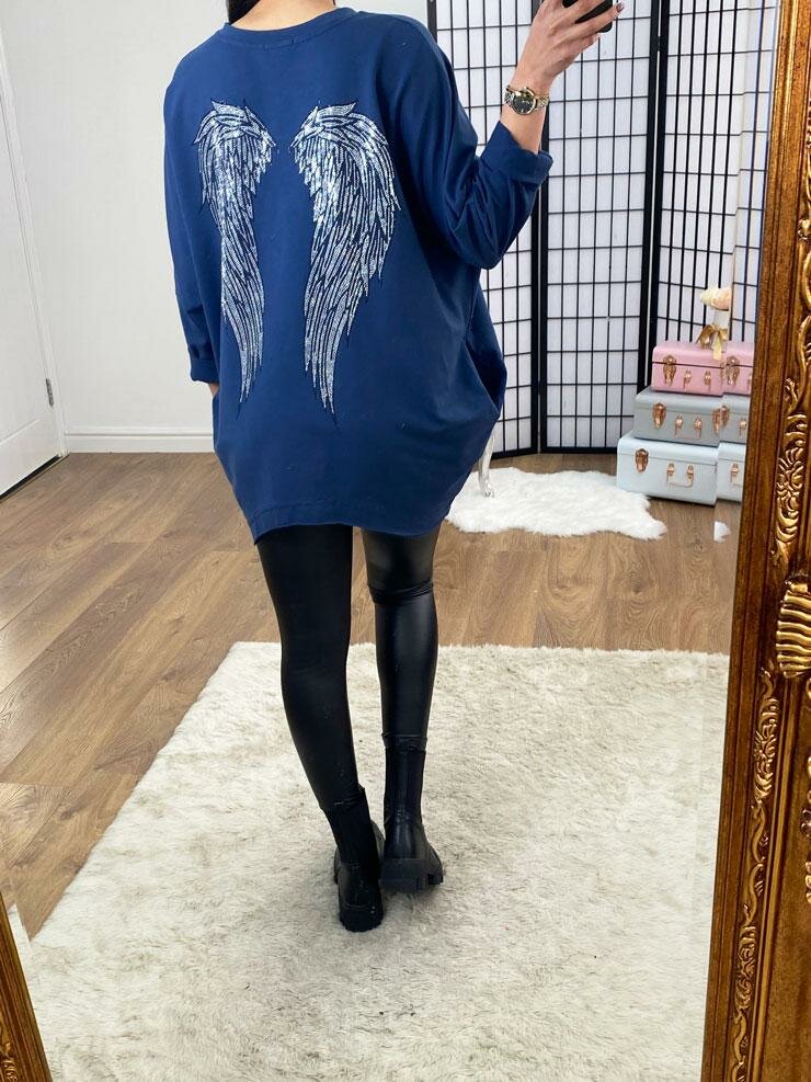 Beryl Oversized Studded Angel Wing Back Sweatshirt