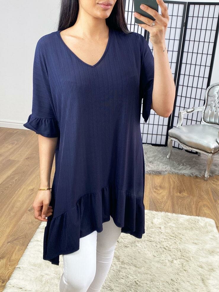 Marquis Oversized Dipped Hem Frill Top