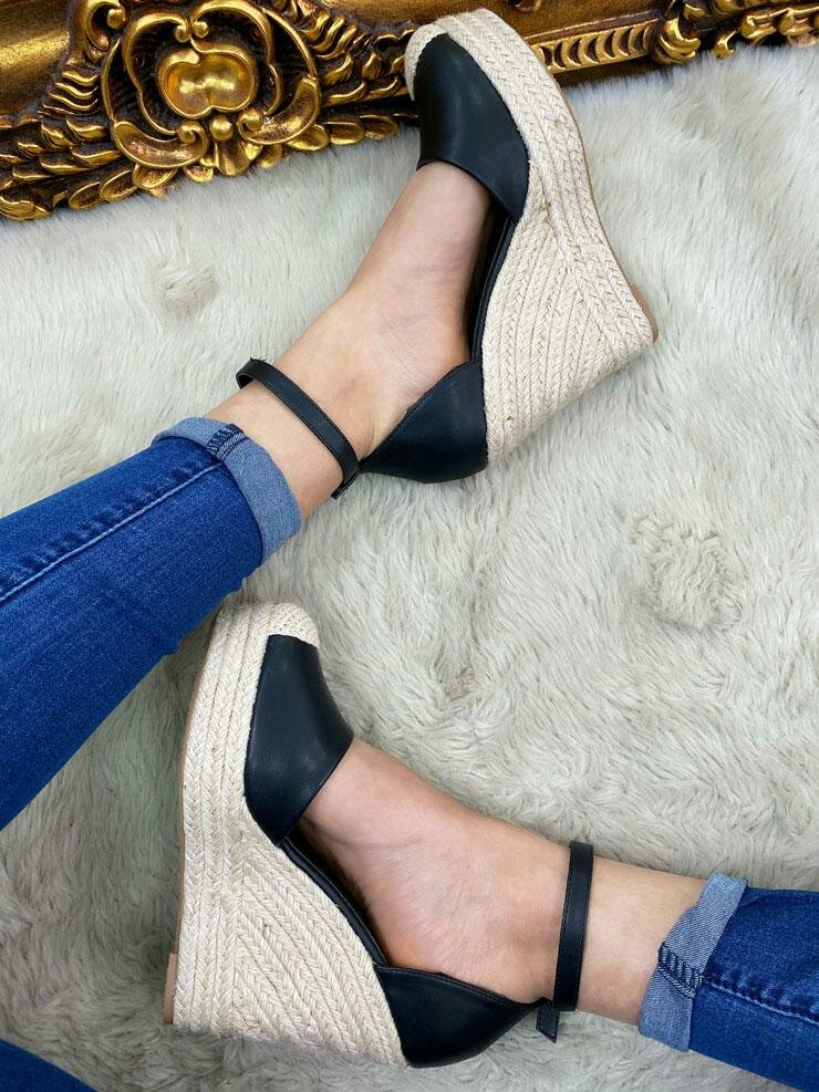 Maisha Faux Leather Espadrille Wedges