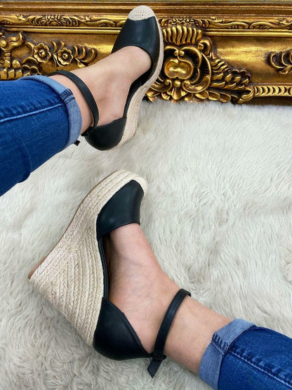 Maisha Faux Leather Espadrille Wedges
