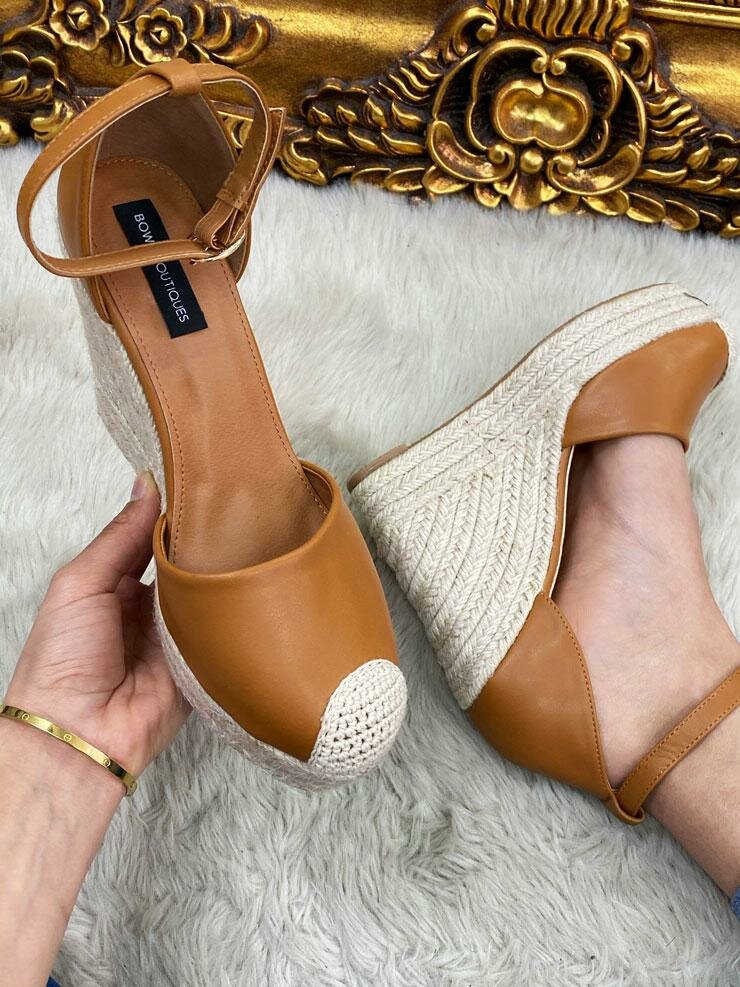 Maisha Faux Leather Espadrille Wedges