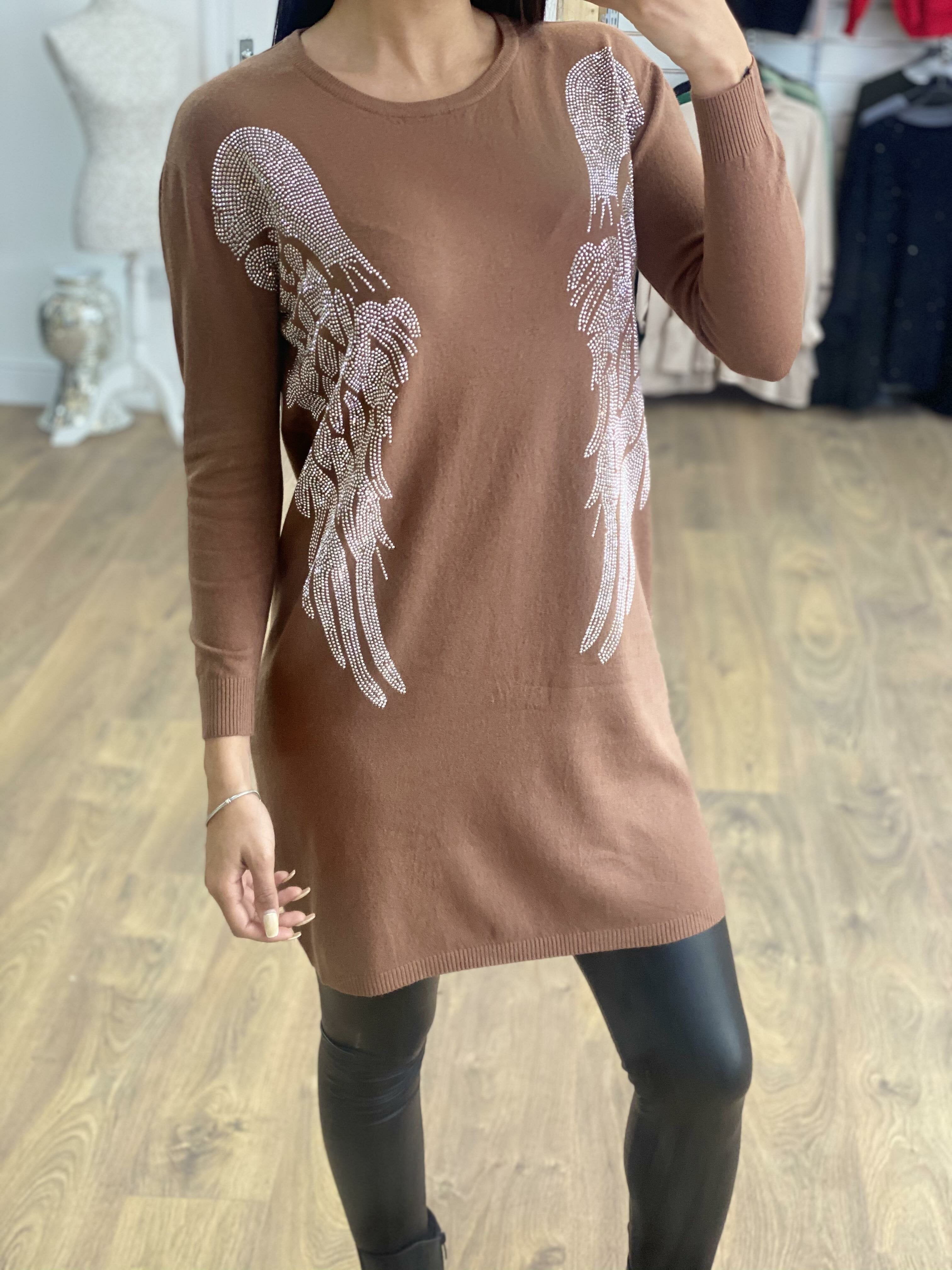 Valina Studded Angel Wing Front Knitted Jumper