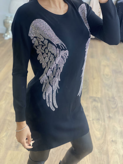 Valina Studded Angel Wing Front Knitted Jumper