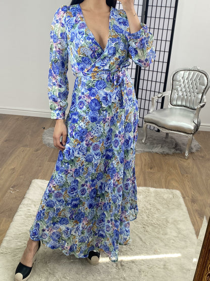 Carrie Rose Detailed Tie Waist Summer Maxi Dress