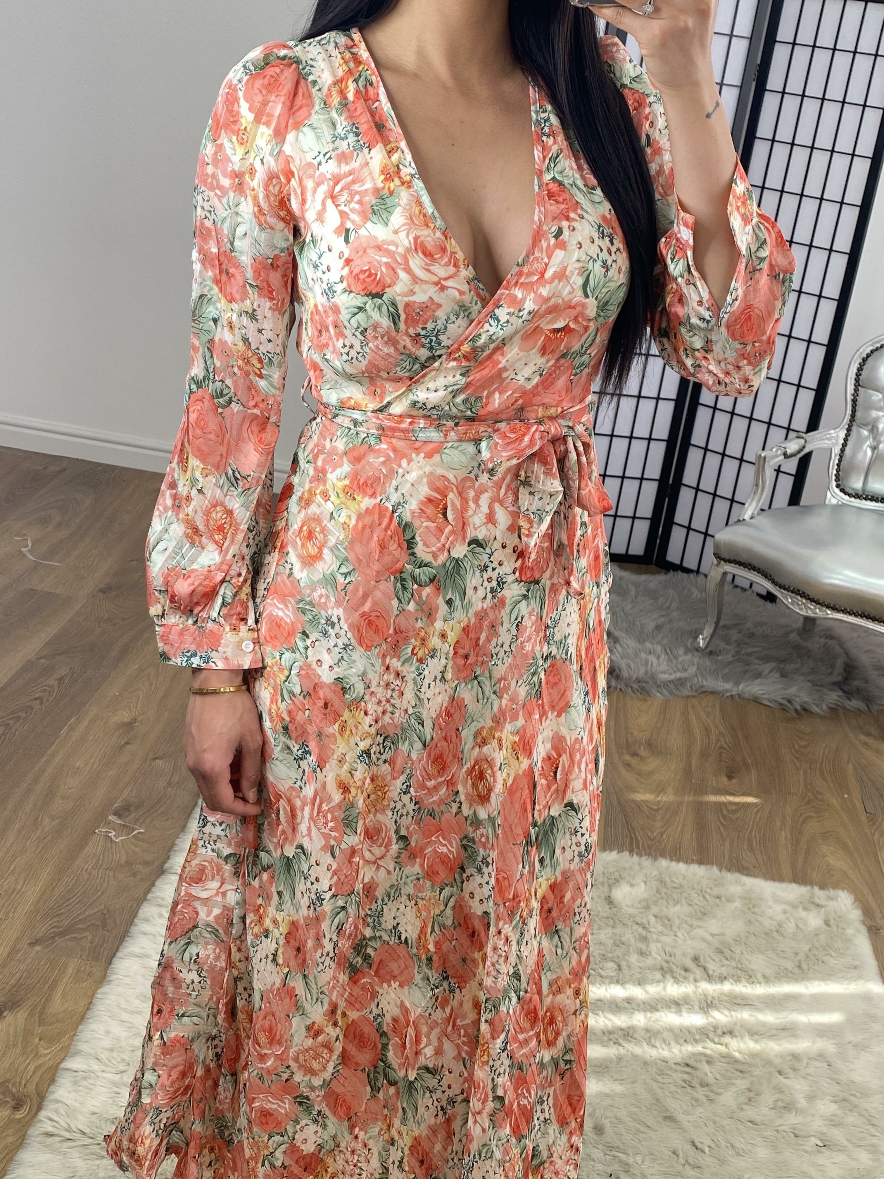 Carrie Rose Detailed Tie Waist Summer Maxi Dress