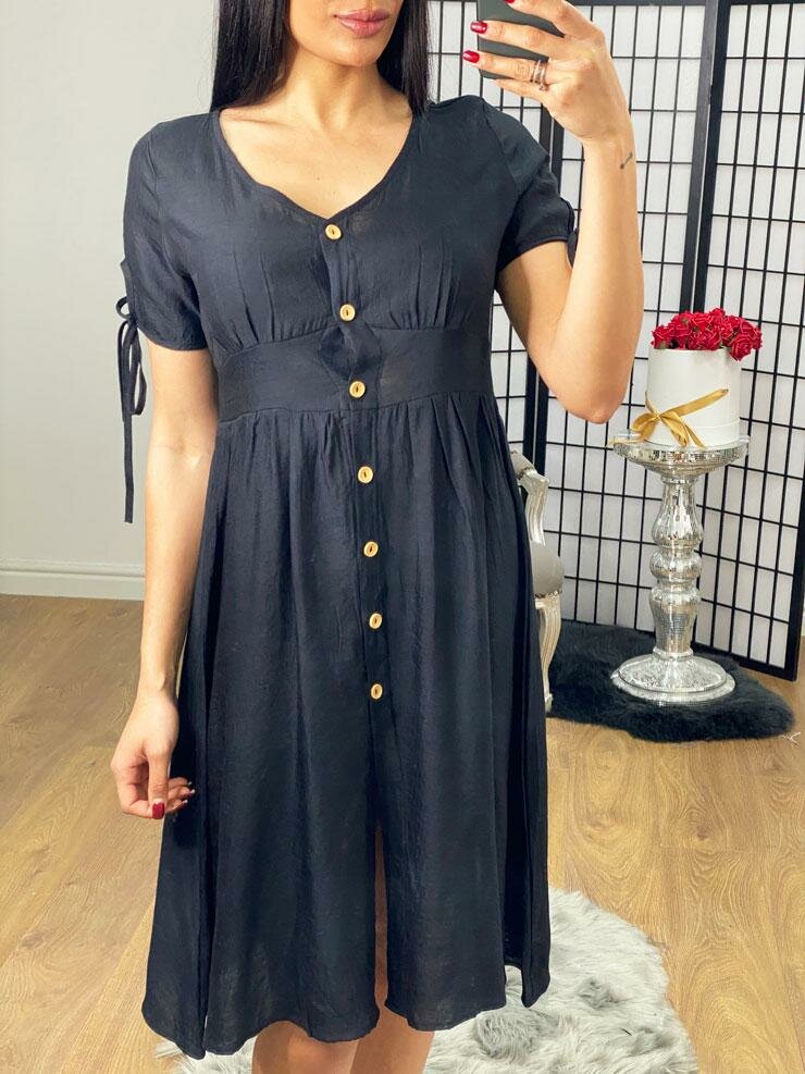 Alexanda Button Detailed Tie Sleeve Floaty Dress