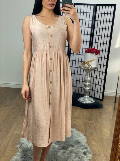 Reign Floaty Button Detailed Midi Dress