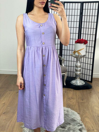 Reign Floaty Button Detailed Midi Dress