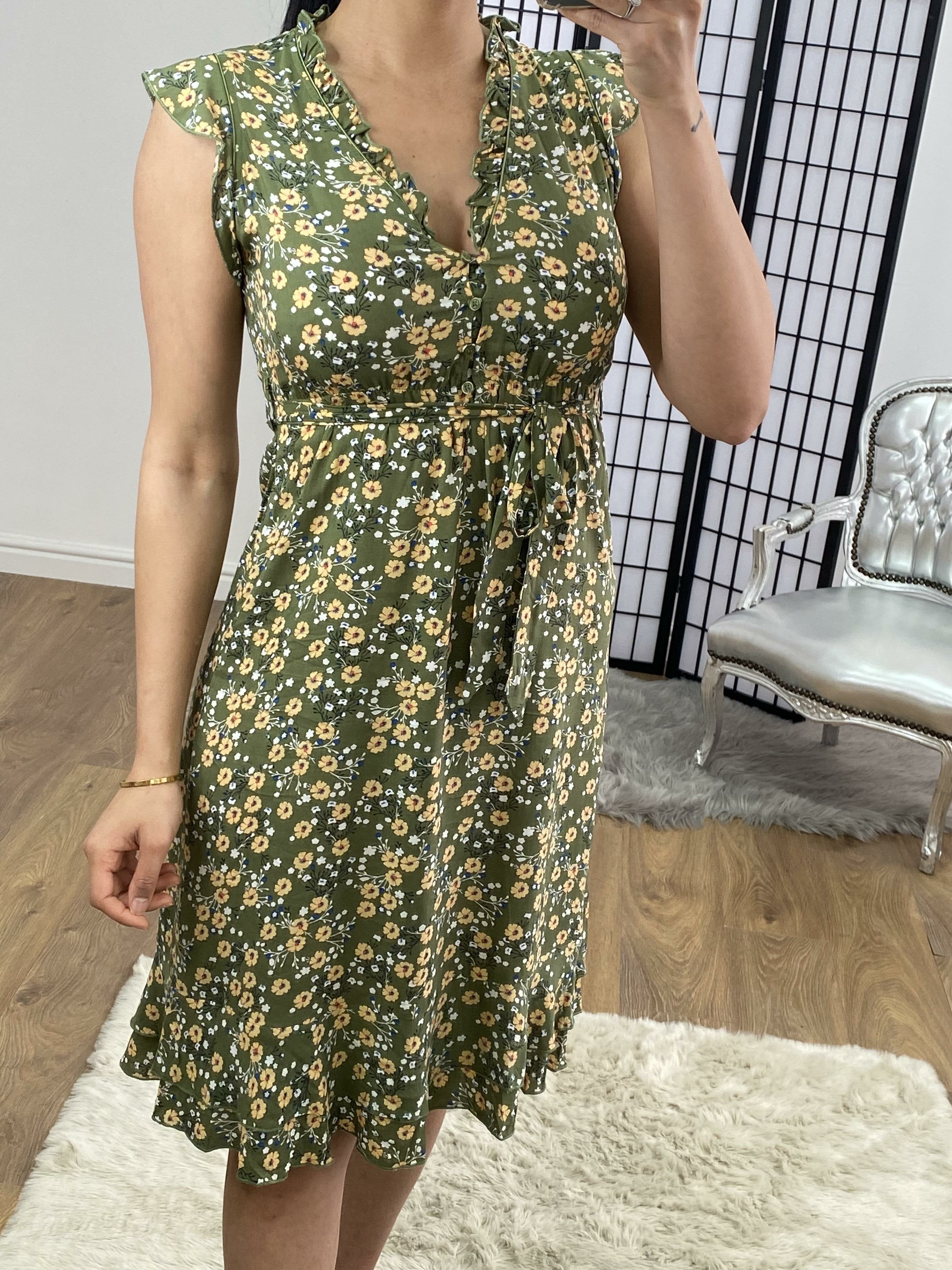 Juno Floral Ruffle Tie Waist Summer Swing Dress