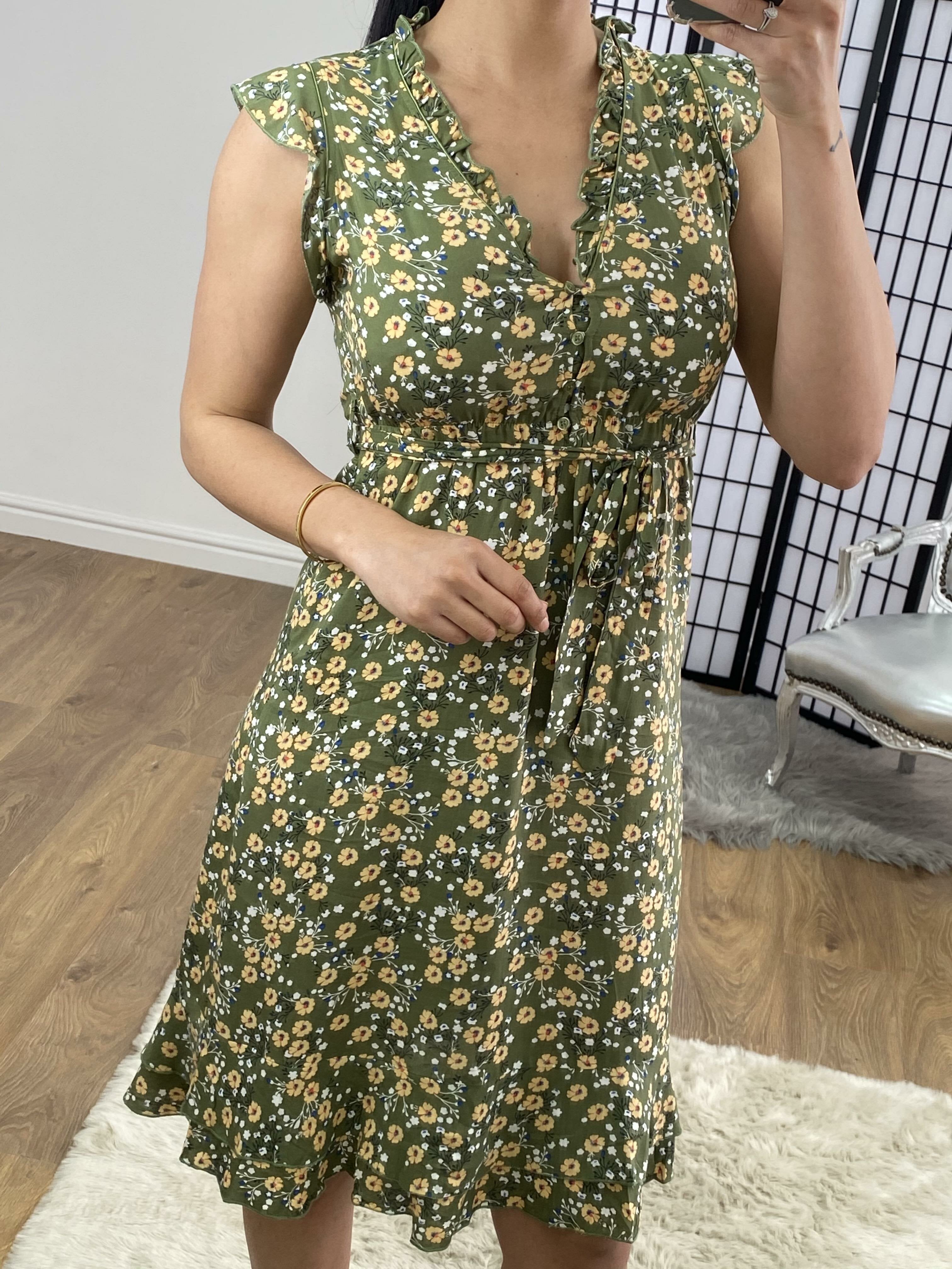 Juno Floral Ruffle Tie Waist Summer Swing Dress