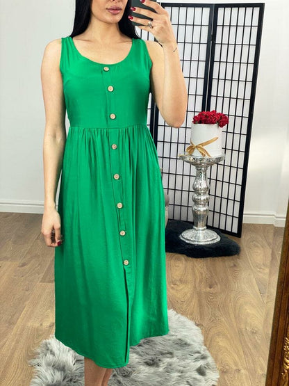 Reign Floaty Button Detailed Midi Dress