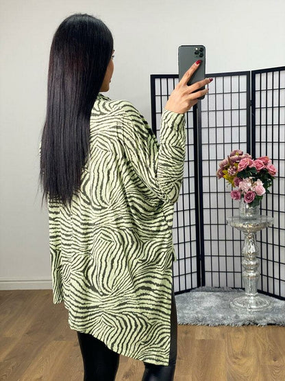 Alyson Zebra Print Roll Neck Top