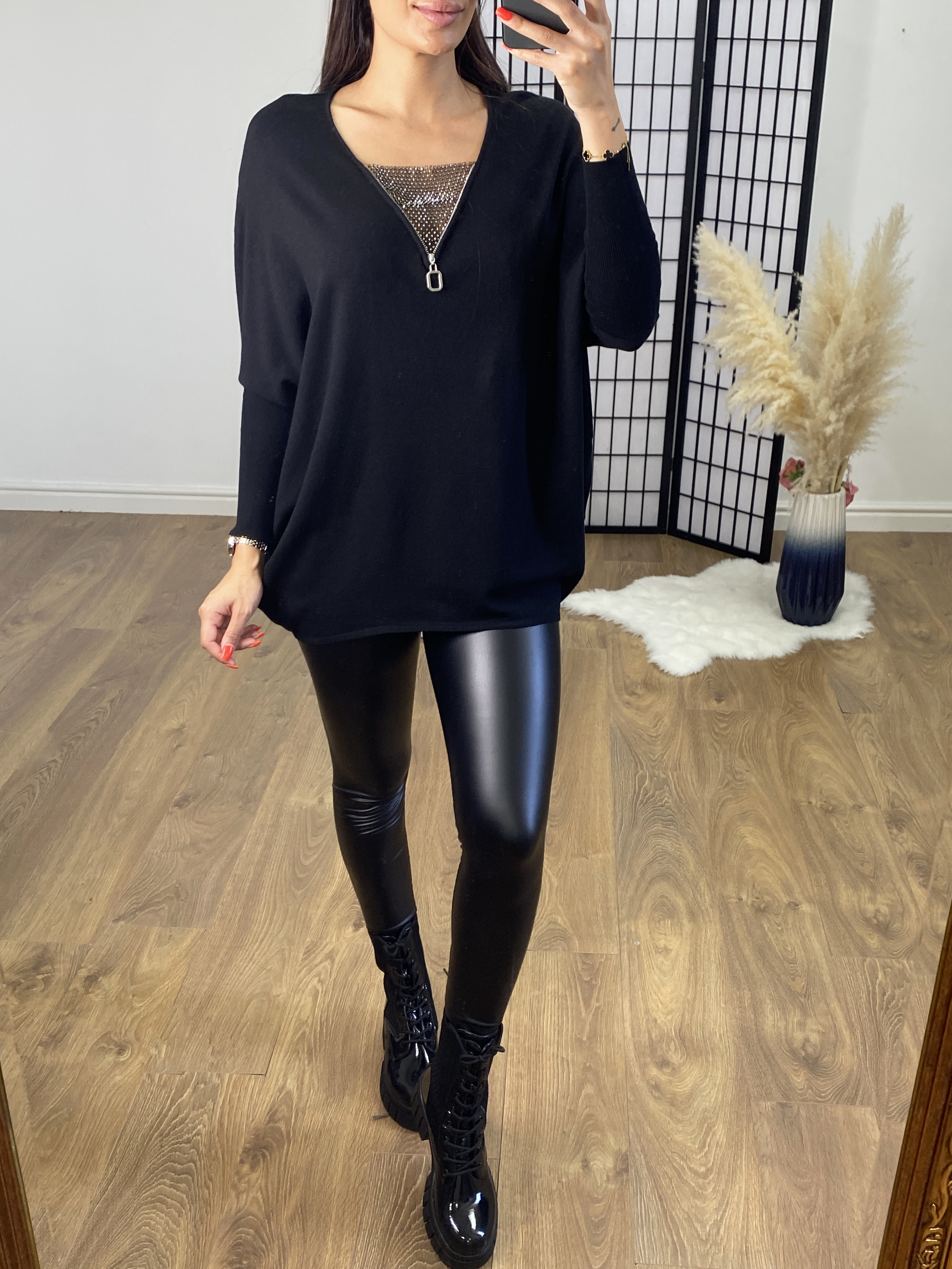 India Diamante Zip Detail Jumper