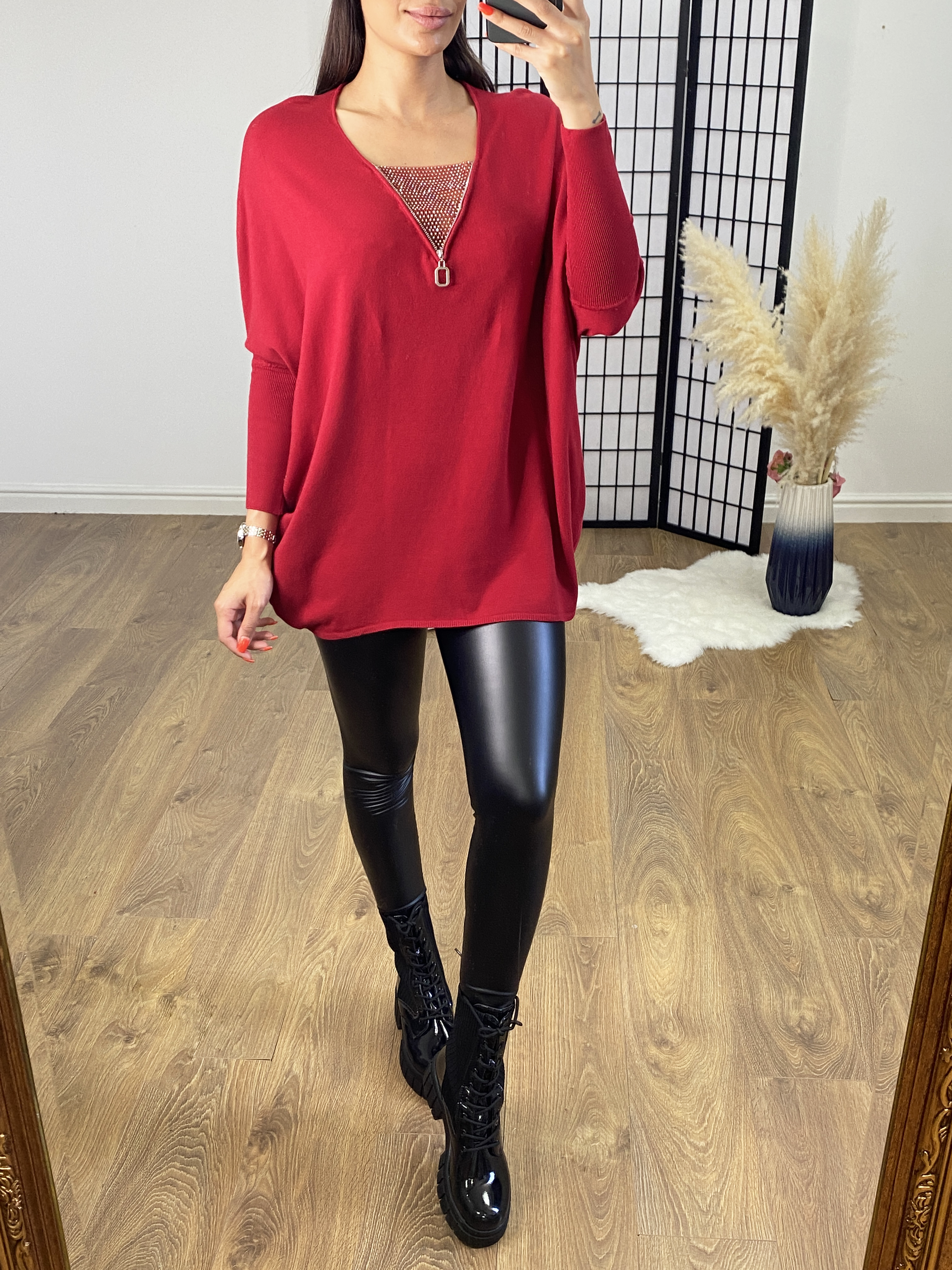 India Diamante Zip Detail Jumper