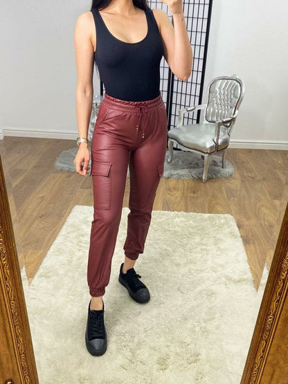 Izabela Leather Look Joggers