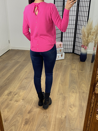 Jax Crystal Back Bow Detail Thin Knit Jumper