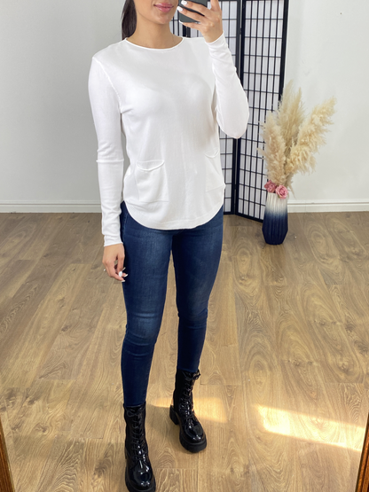 Jax Crystal Back Bow Detail Thin Knit Jumper