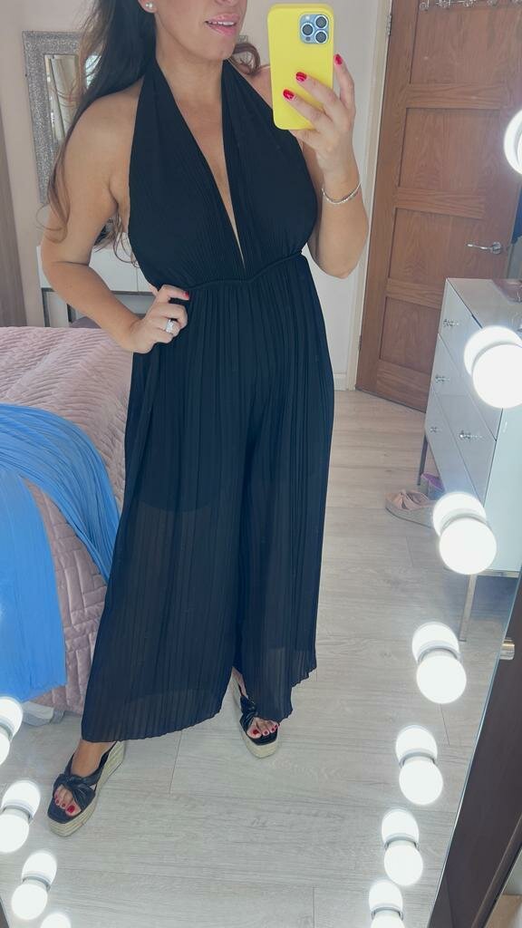 Jazz Plunge V Plisse Jumpsuit
