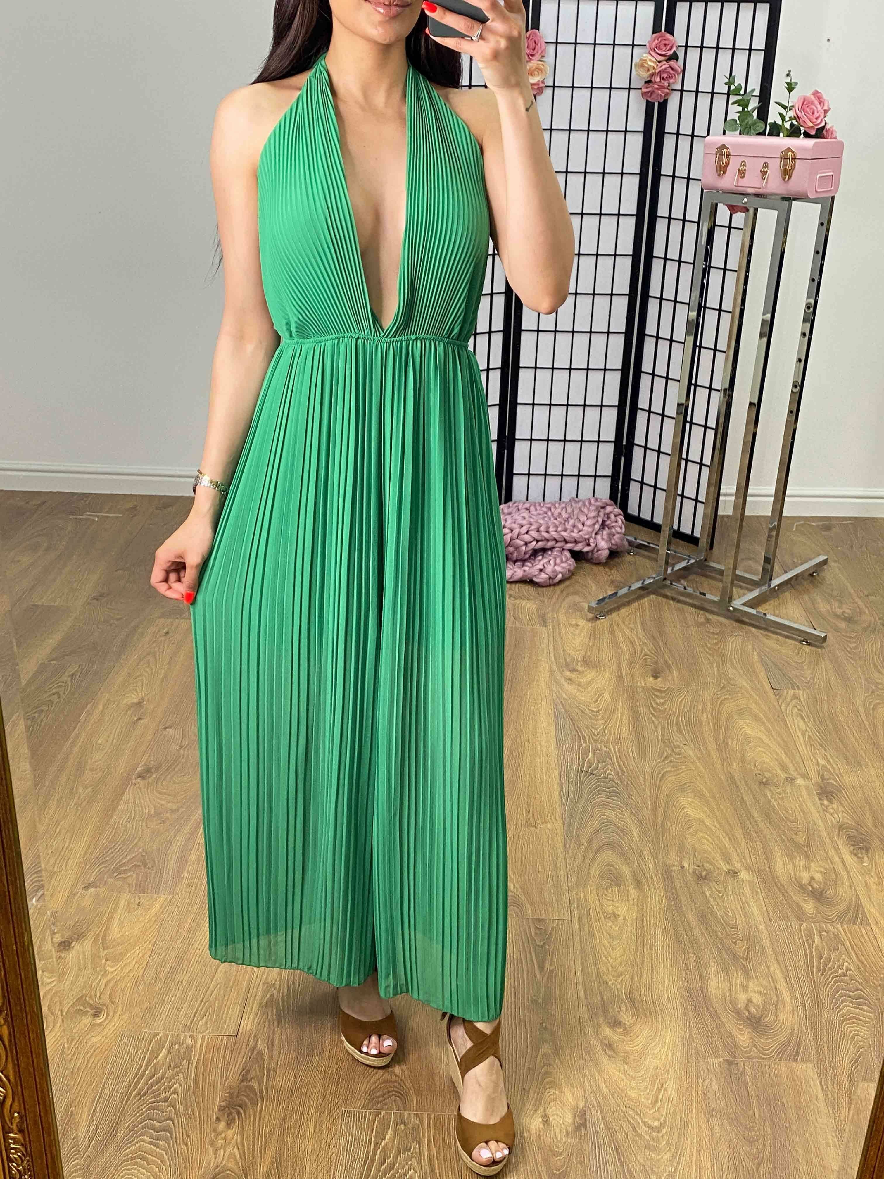 Jazz Plunge V Plisse Jumpsuit