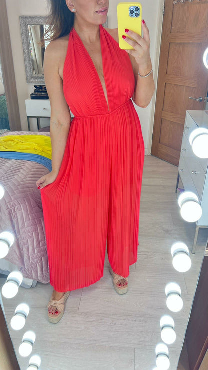 Jazz Plunge V Plisse Jumpsuit