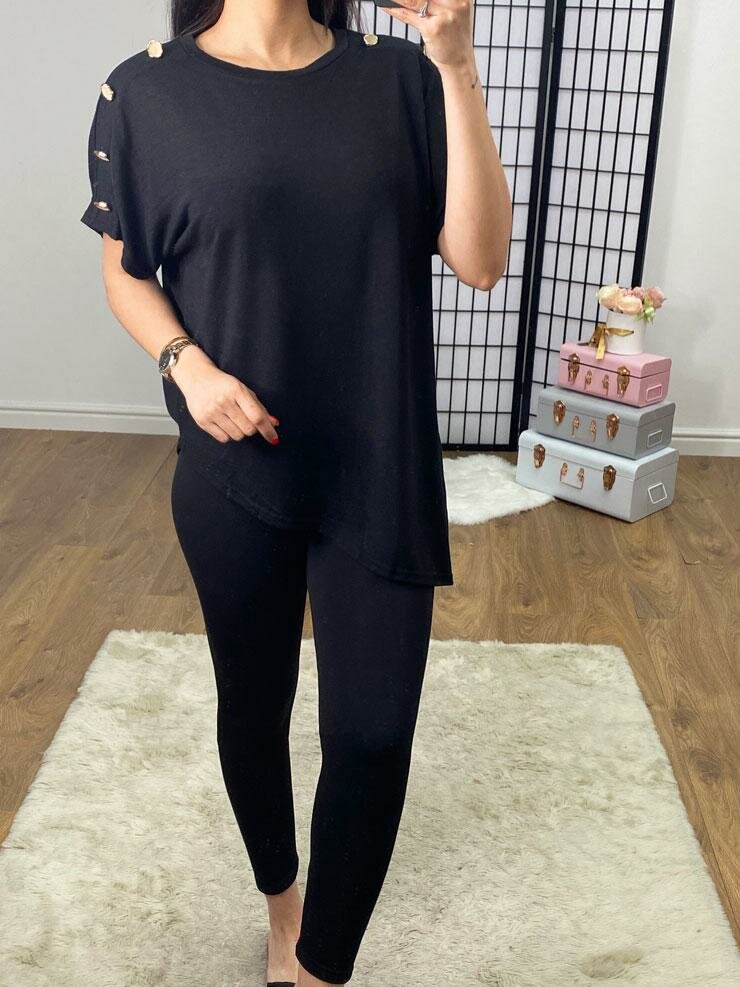 Jet Button Detail Asymmetric Hem Thin Knit Jumper