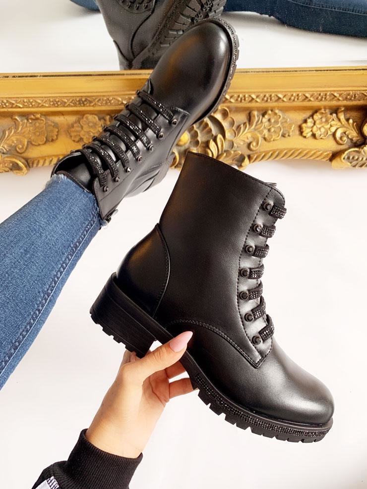 Jody Faux Leather Diamanté Chunky Biker Boots