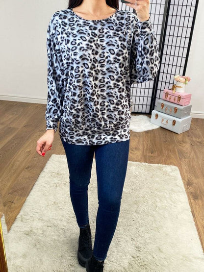 Joel Dark Grey Leopard Print Supersoft Top