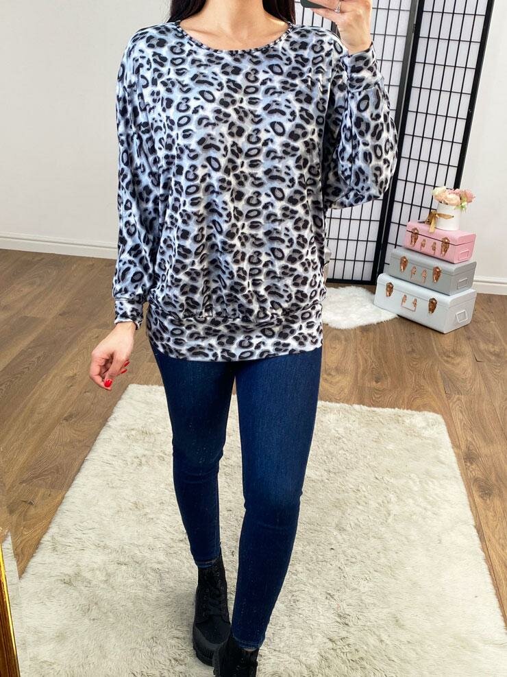 Joel Dark Grey Leopard Print Supersoft Top