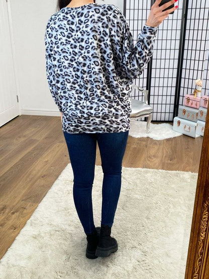 Joel Dark Grey Leopard Print Supersoft Top