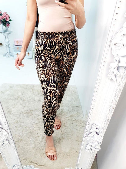 Jude Animal Print Tie Waist Hareem Trousers