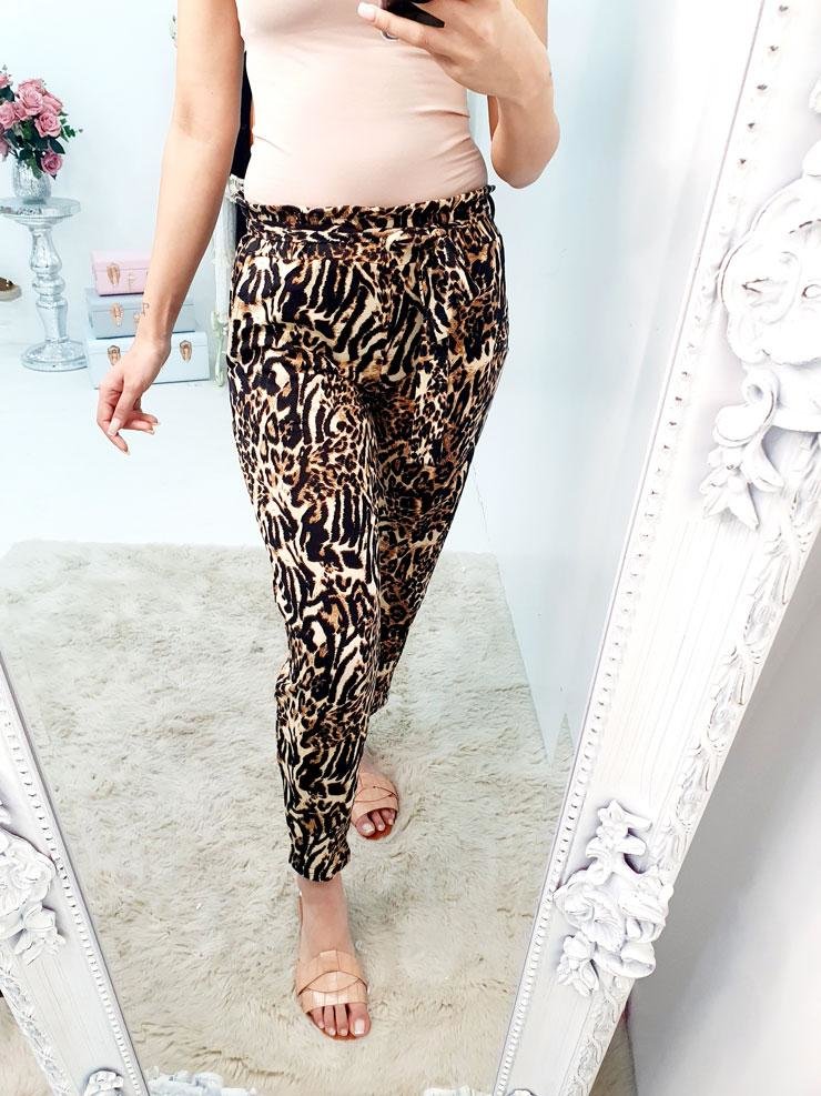Jude Animal Print Tie Waist Hareem Trousers