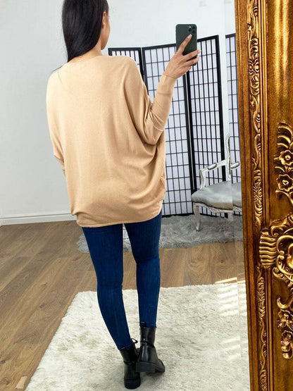 Kady Studded Heart Detailed Knitted Oversized Jumper
