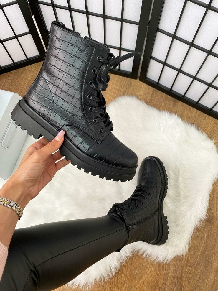 Kassia Croc Print Faux Leather Boots