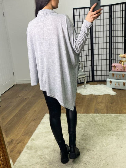 Katia Plain Drape Split Side Asymmetric Top