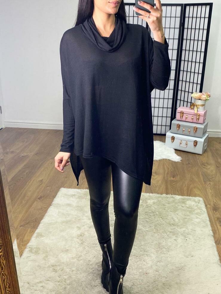 Katia Plain Drape Split Side Asymmetric Top