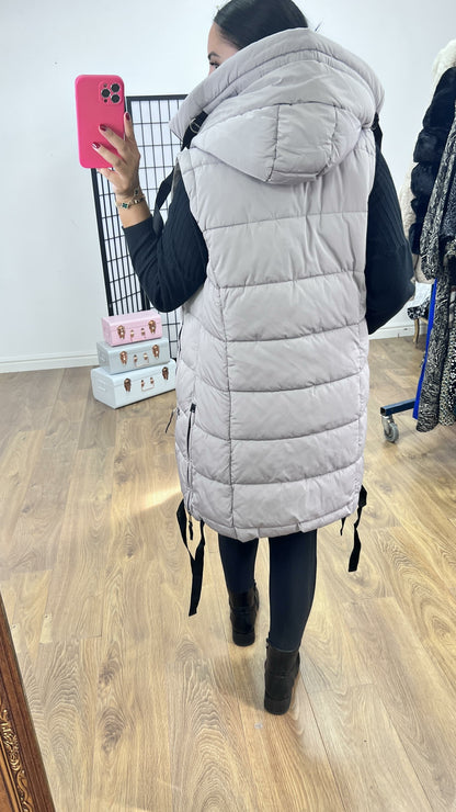 Katlyn Grey Oversized Puffer Gilet Coat