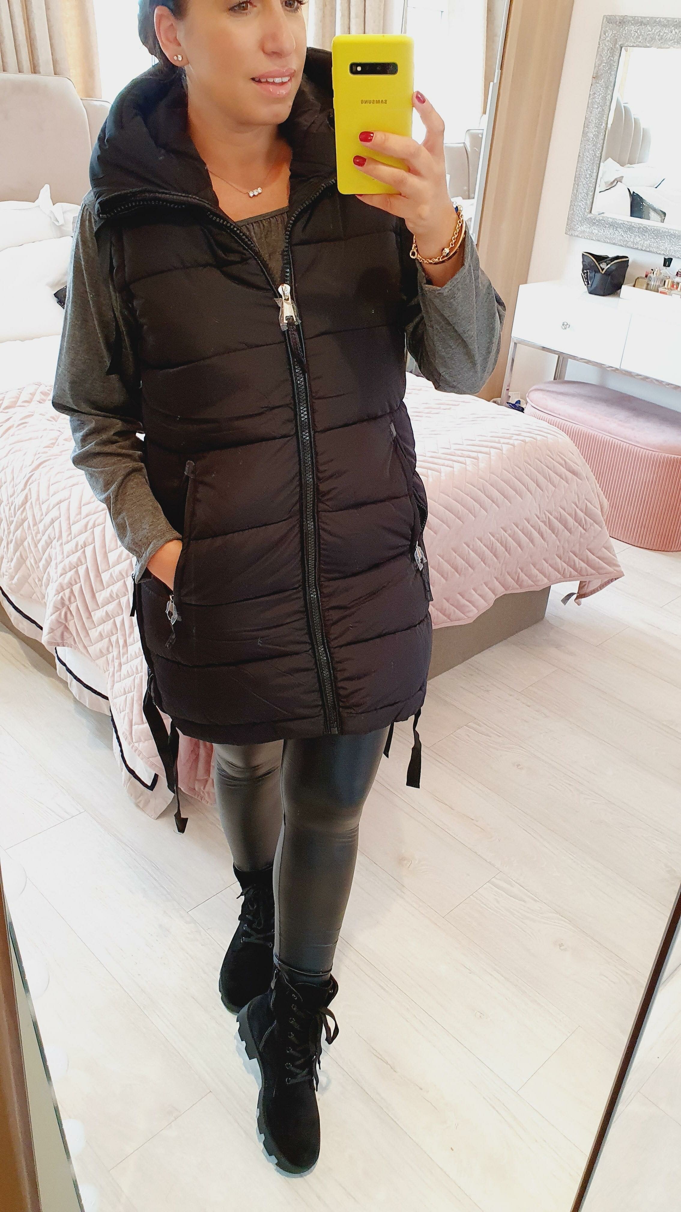 Katlyn Black Oversized Puffer Gilet Coat