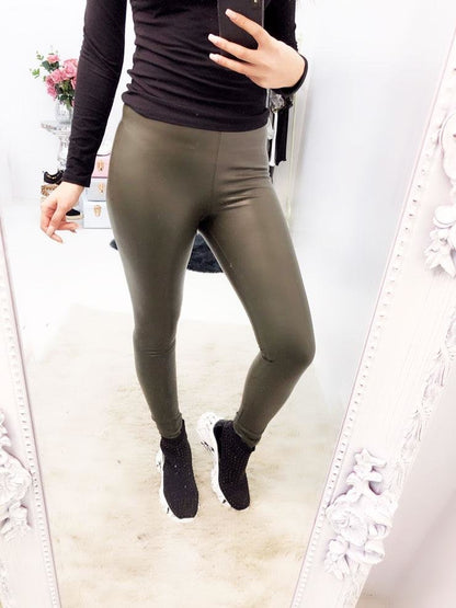 Keats Faux Leather Look High Waist Fitted Leggings