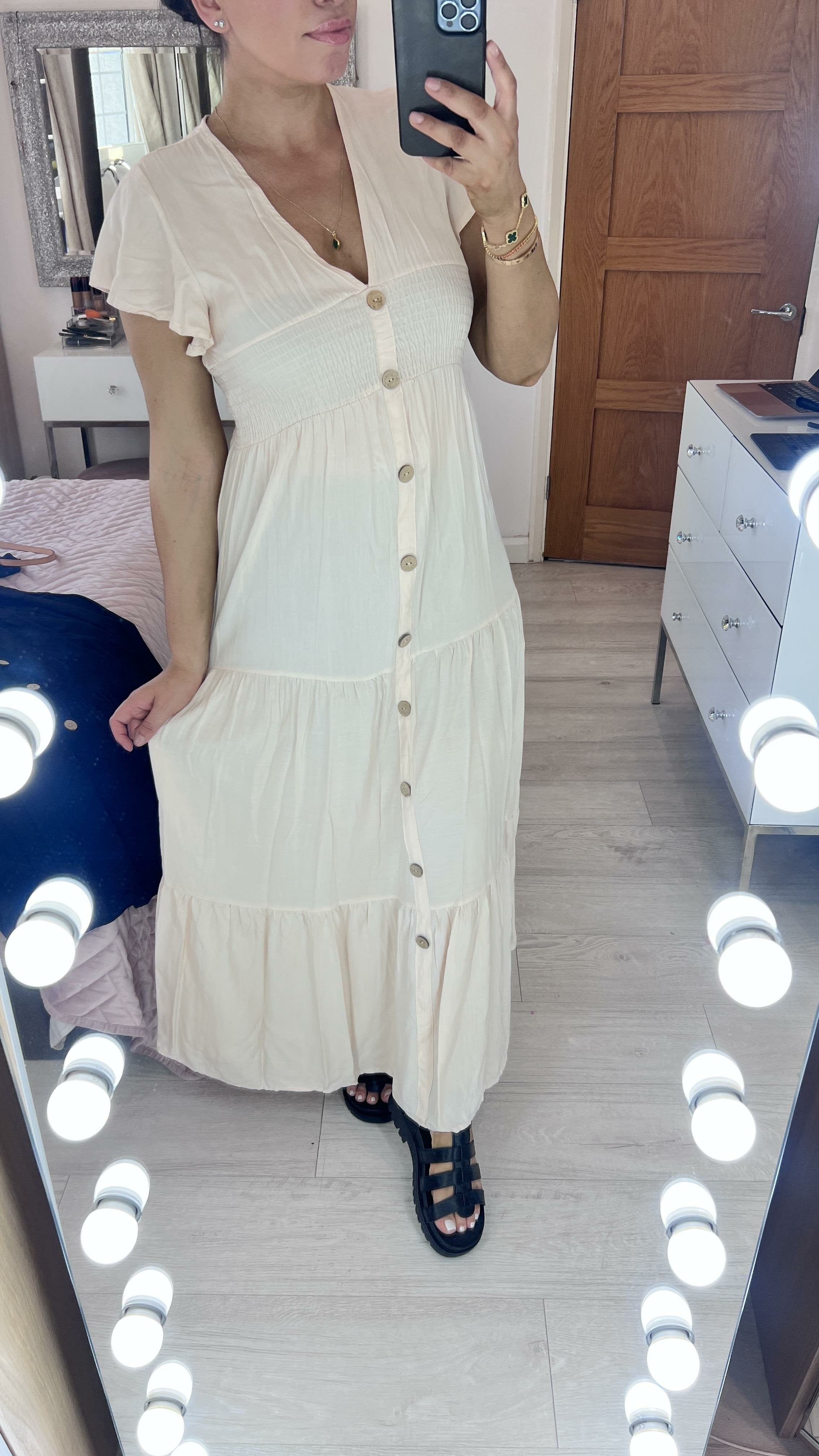 Kemmy Plain Tiered Hem Maxi Dress