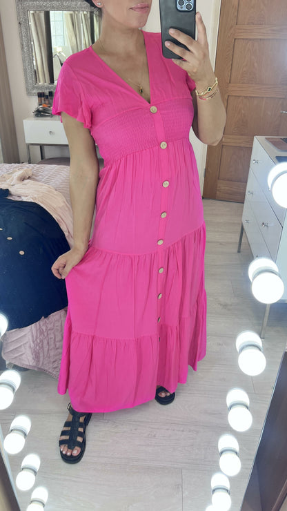 Kemmy Plain Tiered Hem Maxi Dress