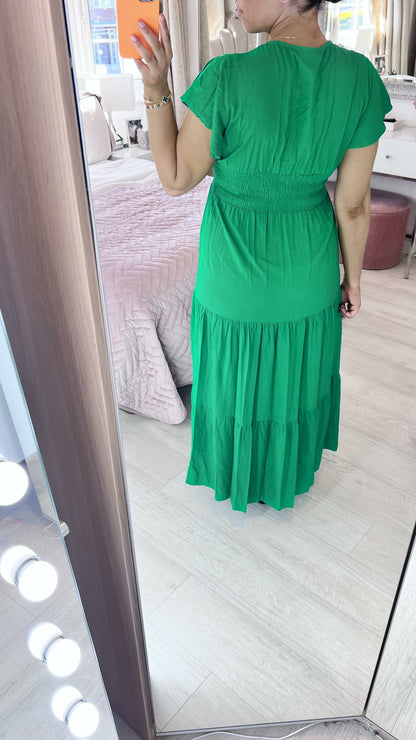 Kemmy Plain Tiered Hem Maxi Dress