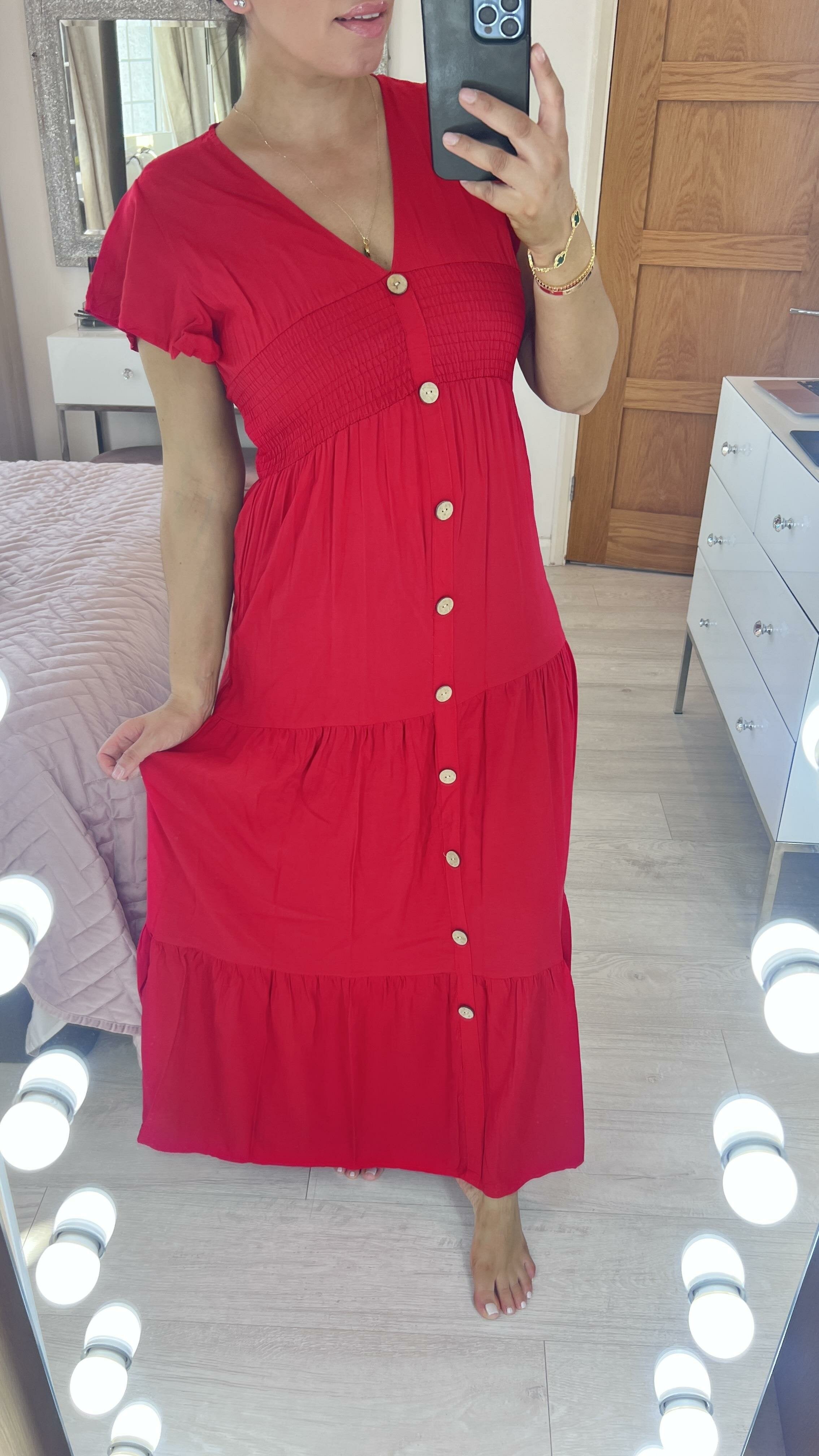 Kemmy Plain Tiered Hem Maxi Dress