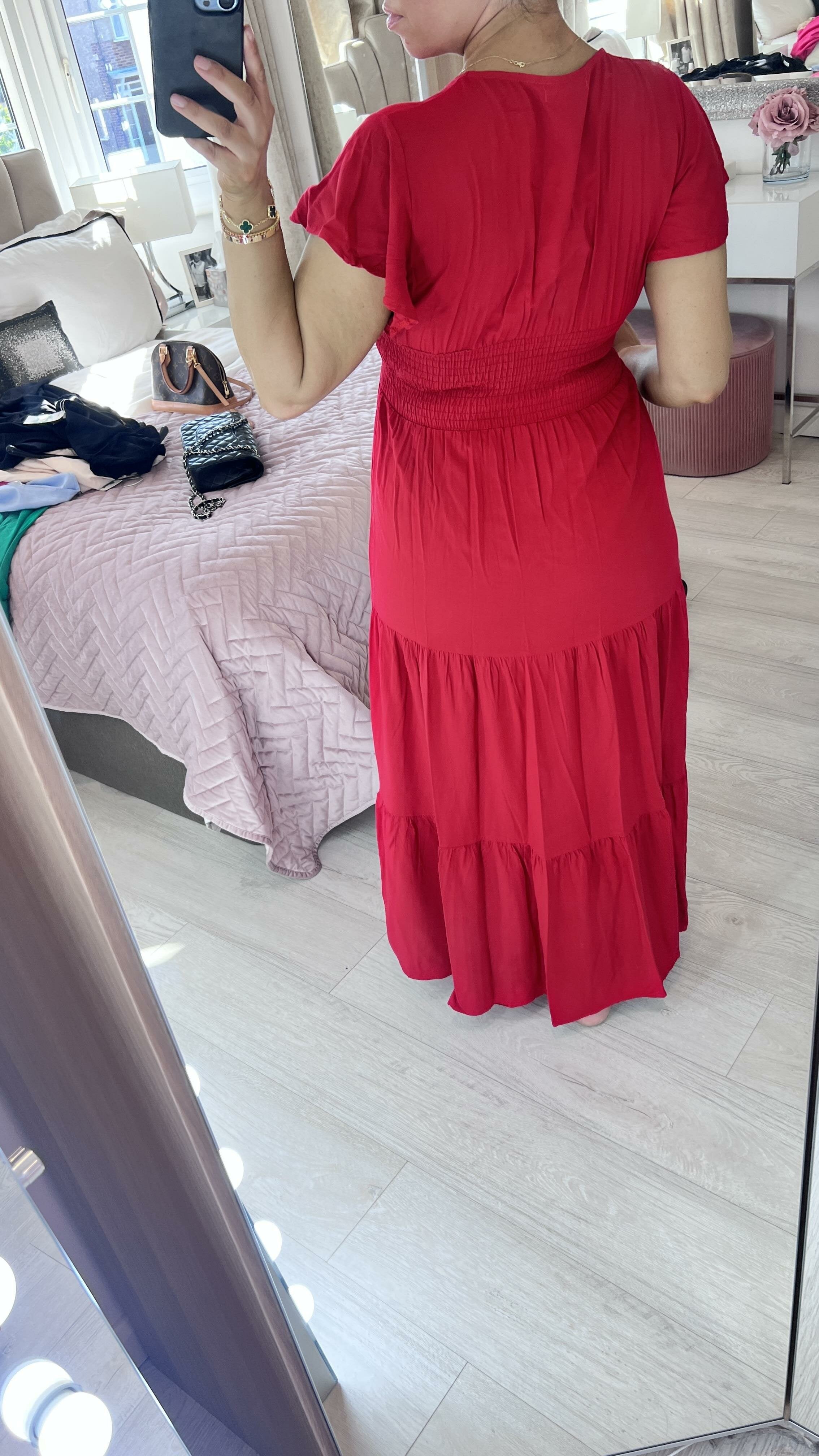 Kemmy Plain Tiered Hem Maxi Dress
