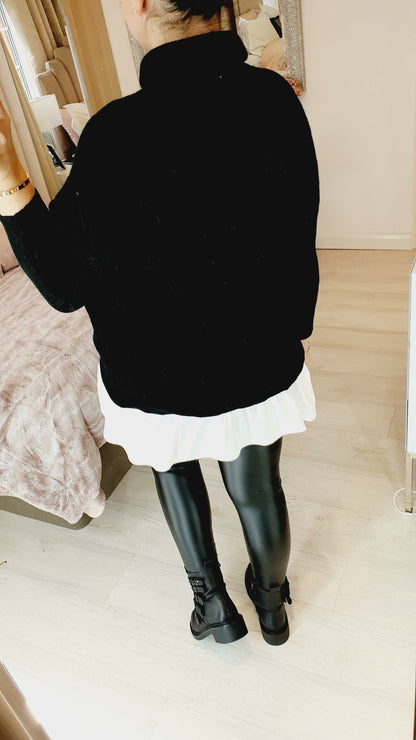 Kennedy Oversized Ribbed V-panel Roll Neck Shirt Jumper