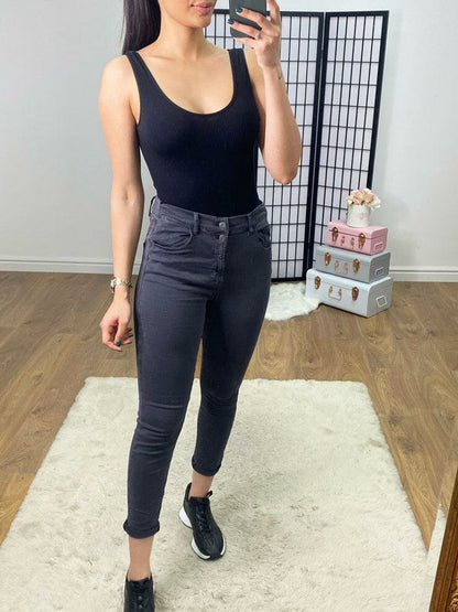 King Double Button Straight Leg Jeans