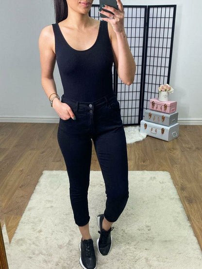 King Double Button Straight Leg Jeans