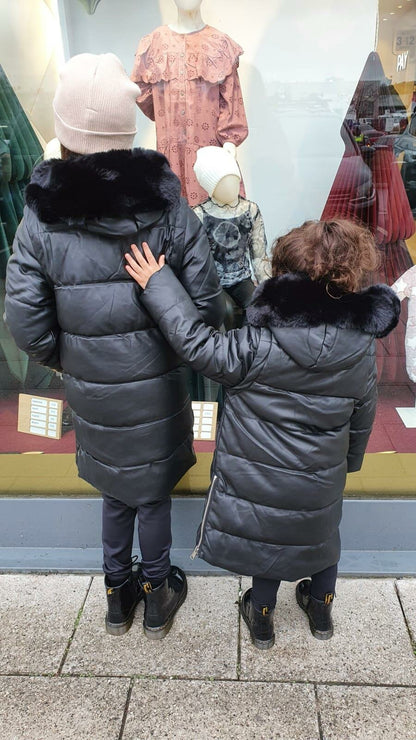 Kipsy KIDS Faux Leather Hooded Two In One Gilet Coat