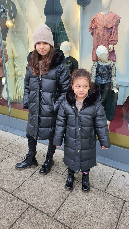 Kipsy KIDS Faux Leather Hooded Two In One Gilet Coat