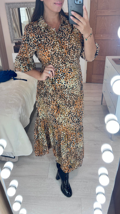 Knight Graphic Print Balloon Sleeve Maxi Dress